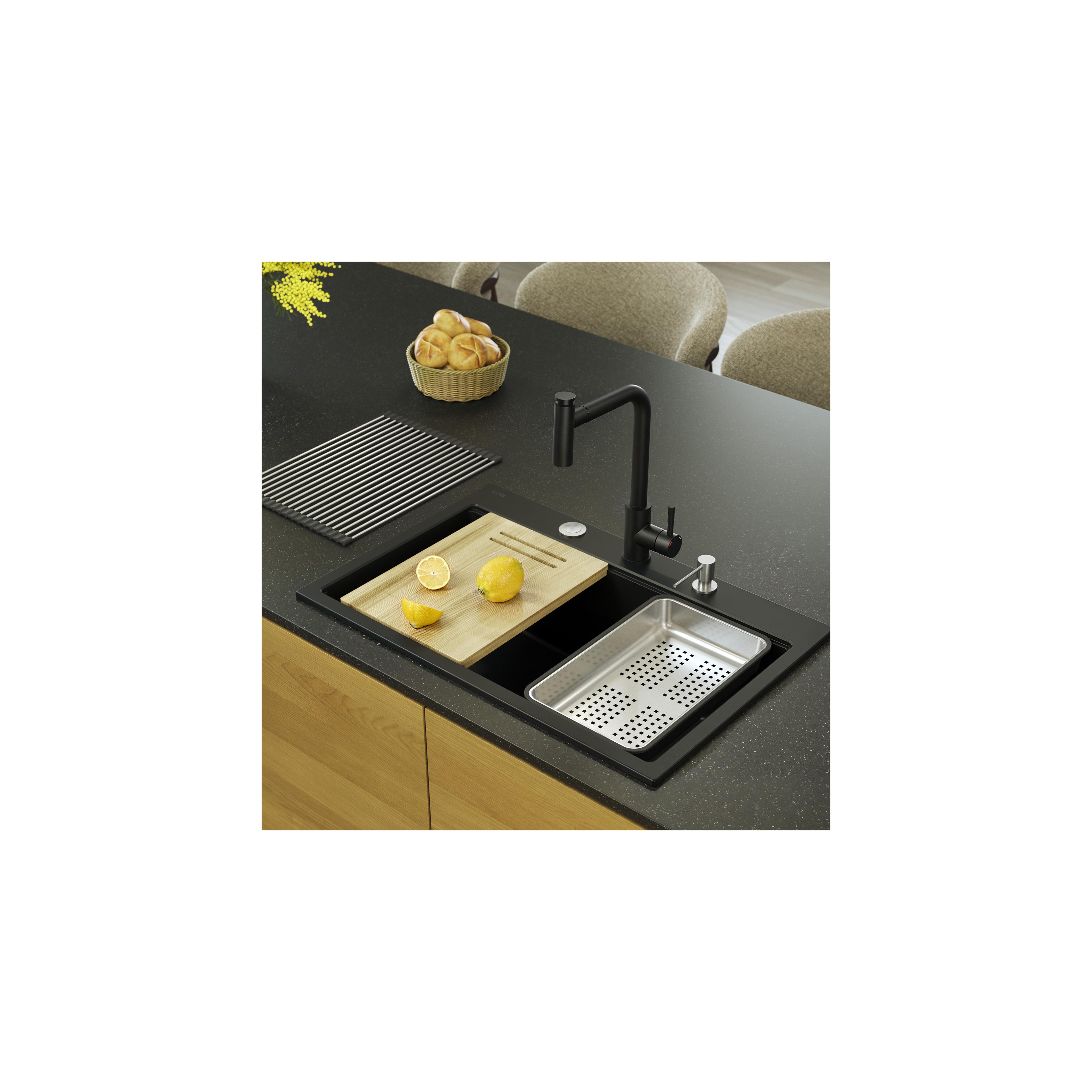 Granitspülbecken MARC 110 WORKSTATION Black