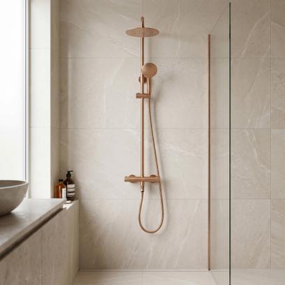 Coloana de dus cu termostat Lungo Diamond Copper Brush