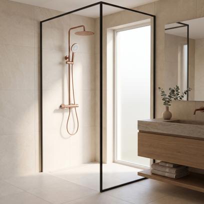 Thermostatic shower system Rea Drop Brush Copper