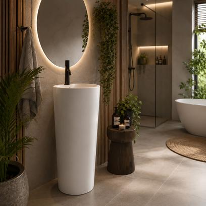Freestanding ceramic basin BLANKA