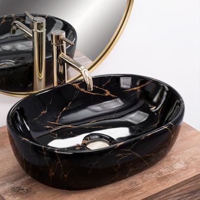 Umywalka nablatowa Rea Amelia Black Marble shiny