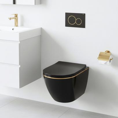 Závesné WC Rea Carlo Mini Tornado Black Gold Egde