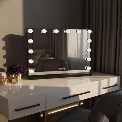 LED Spiegel HOLLYWOOD Black
