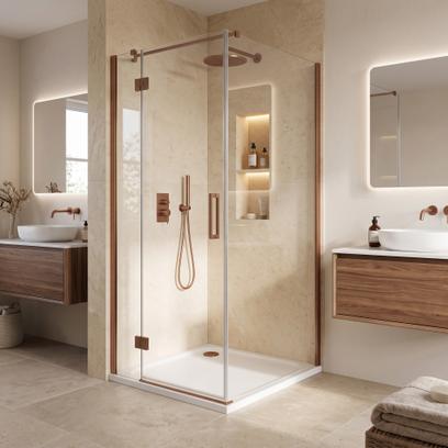 Dušikabiin Rea Belmond White 90x90 Brush Copper
