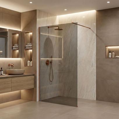 Duschwand Rea Flexi Grey / Brush Copper 140