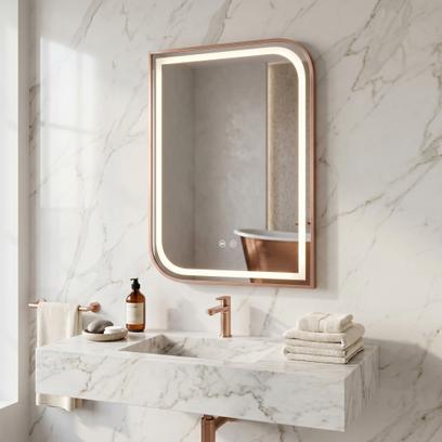 Mirror LED ZONE 80x60 BRUSH ROSE GOLD
