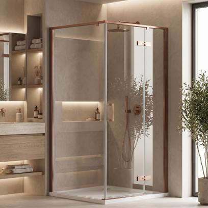 Καμπίνα Ντους Rea Bruno 90x90 Brush Copper