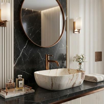 Countertop washbasin Rea Belinda Marrone Shiny