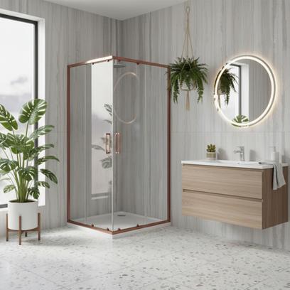 Καμπίνα ντους Rea City 80x80 Brushed Copper