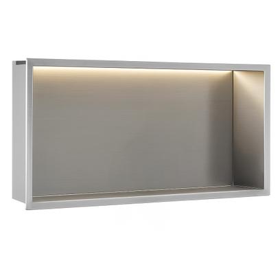 Вграден рафт за баня  LED 30x60 steel brush