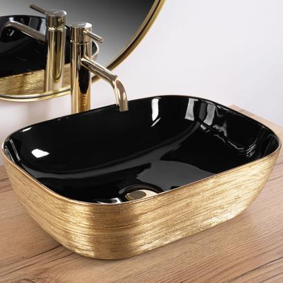 Countertop washbasin Rea Belinda BLACK  BRUSH GOLD
