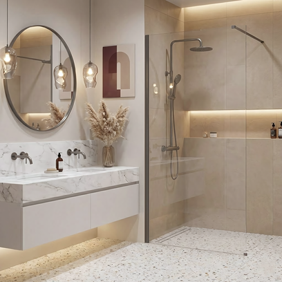 Duschwand Rea Flexi Transparent / Titan 80