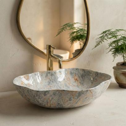 Umywalka nablatowa Rea Pearl Ruststone