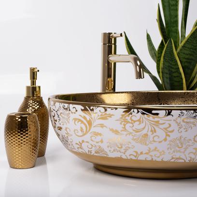 Countertop washbasin Rea Margot White/Gold