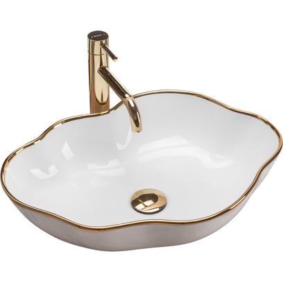 Countertop washbasin Rea Pearl Gold Edge