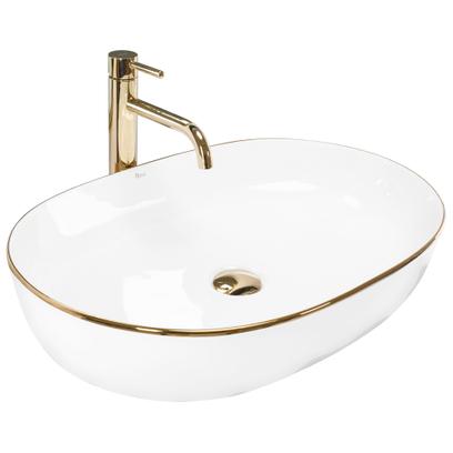 Ceramic Countertop Basin Rea CLEO White Gold Edge
