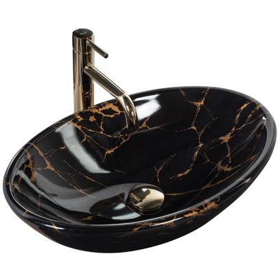 Umywalka nablatowa REA Pamela Black Marble Shiny