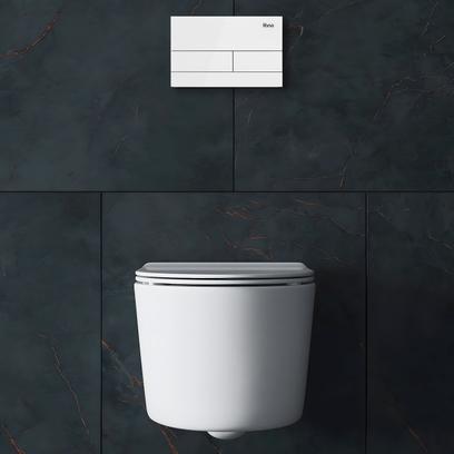 Podomietkový WC systém K011A-Q + tlačidlá T White Glass