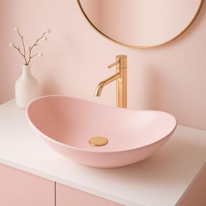 Lavoar pentru blat Rea Royal Powder Pink Matt