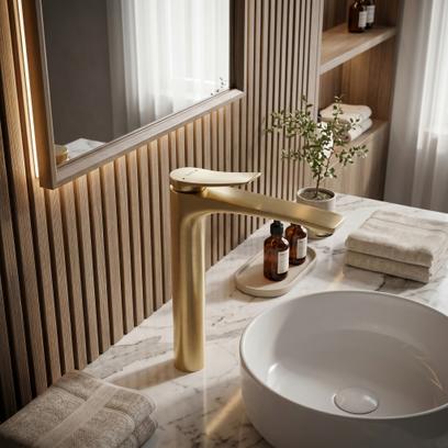 Robinet de lavabo PREMIUM Rea Vision Brush Gold High