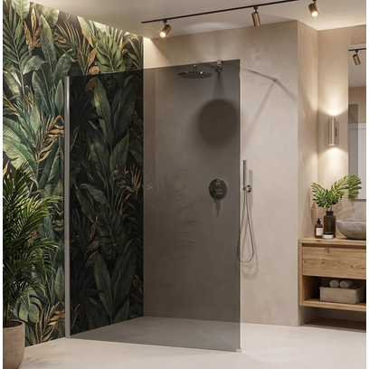 Pared de la ducha Rea Flexi Grey / Chrome 130