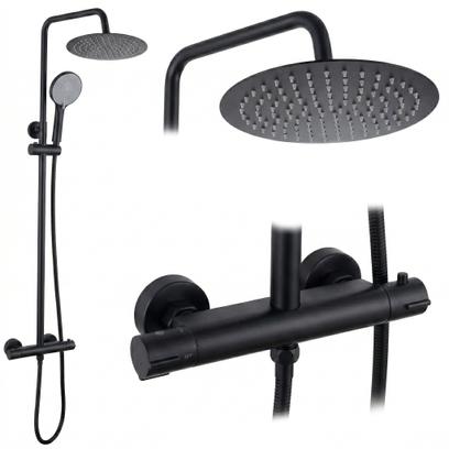 Set de duș fără pipă cu termostat Rea Lungo Black