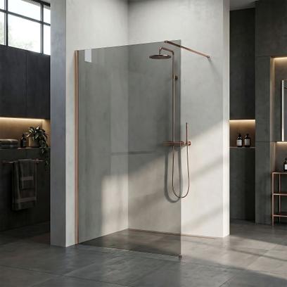 Duschwand Rea Flexi Grey / Brush Copper 130