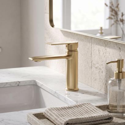 REA Mešalnik za umivalnik Veneta Brush Gold low