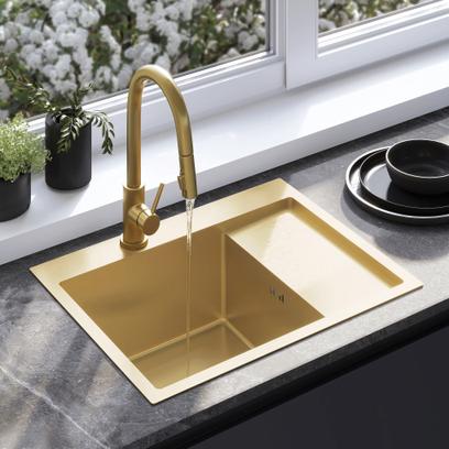 Стоманена мивка Fin BRUSH GOLD