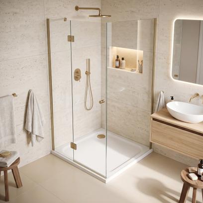 Dušikabiin Rea Belmond White 80x80 Brush Gold