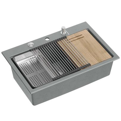 гранитна мивка MARC 110 WORKSTATION Grey Metallic