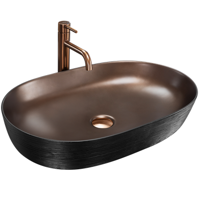 Umywalka nablatowa Rea Cleo 61 Copper Brush / Black