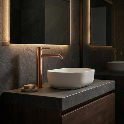Robinet de salle de bain Rea Rivo Brush Copper