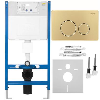 Podomietkový WC systém K011A-Q + tlačidlá I Brush Gold