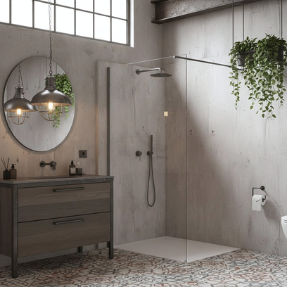 Duschwand Rea Flexi Transparent / Titan 100