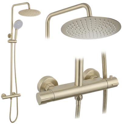 Set de duș fără pipă cu termostat Rea Lungo Gold Brush