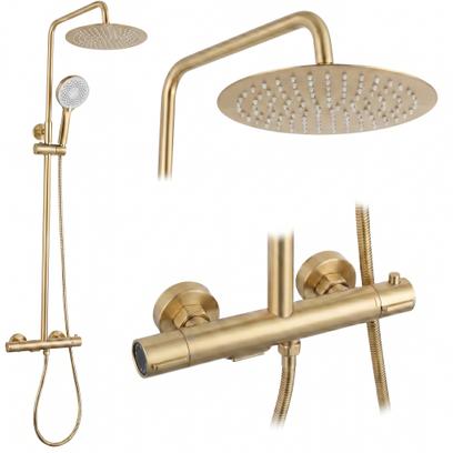 Thermostatic shower system Rea Drop Brush Gold