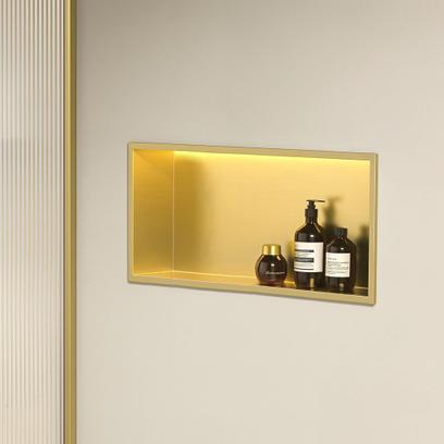Вграден рафт за баня  LED 30x60 brush gold