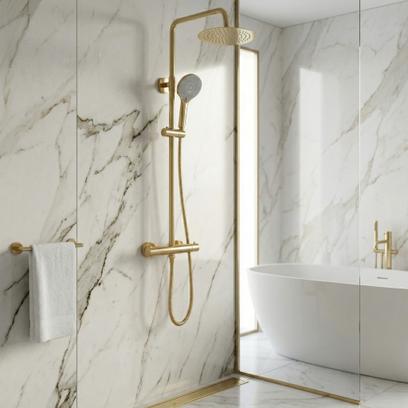 Shower set without spout with thermostat Rea Lungo Gold
