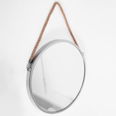 Okruglo ogledalo na užetu 40cm srebro klmh-0410s-1