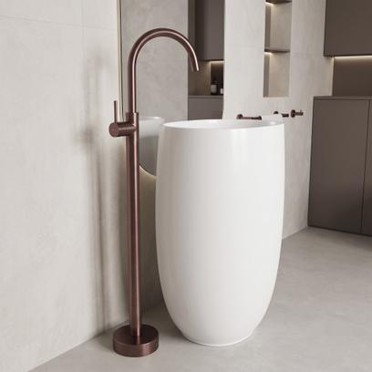 Floor-Standing Washbasin Faucet Rea Lungo Brush Brown