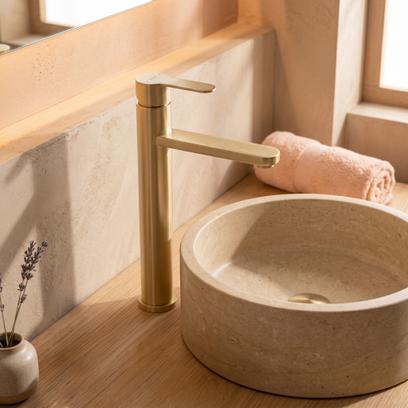 Robinet de salle de bain Rea Arcos Brush Gold