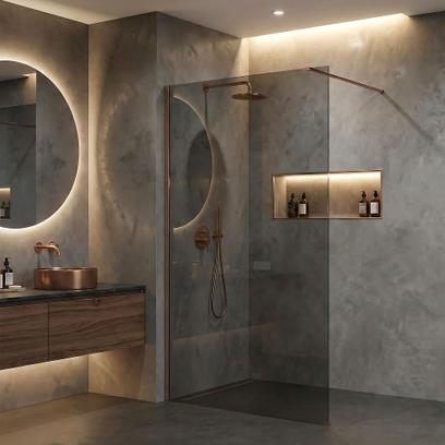 Duschwand Rea Flexi Grey / Brush Copper 120
