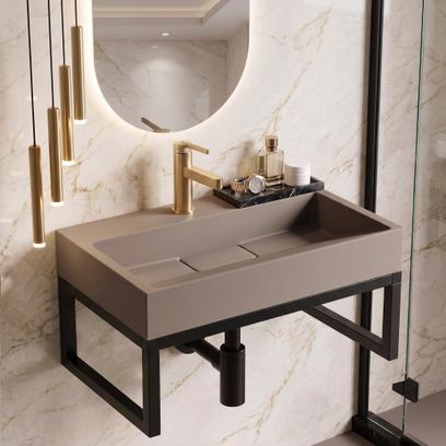 Konglomerāta izlietne Rea GOYA 60CM Taupe + rāmis