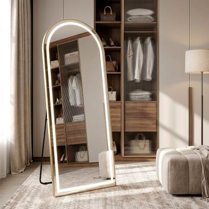 LED wandspiegel Orbit 50x160cm Brush Gold