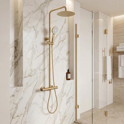 Thermostatic shower system Rea Drop Brush Gold