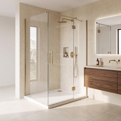 Dušikabiin Rea Belmond White 90x90 Brush Gold