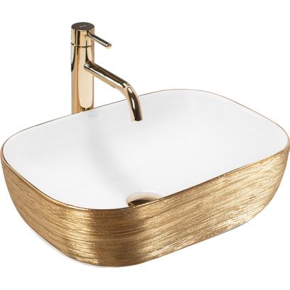 Umywalka nablatowa Rea Belinda White GOLD BRUSH