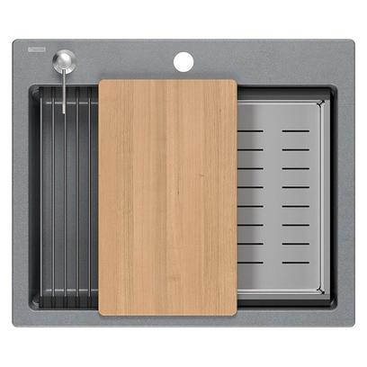 Granitspülbecken KURT 110 WORKSTATION Grey Metallic
