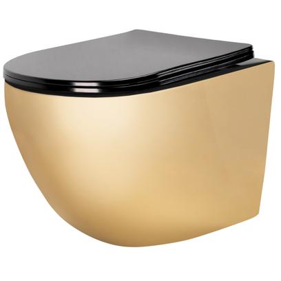 Závesná WC misa REA Carlo Mini Flat Gold/Black